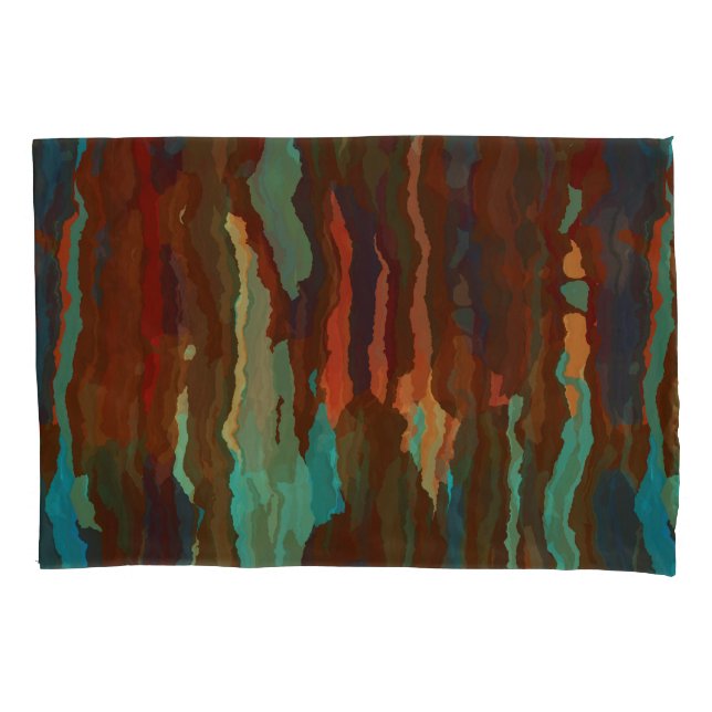 Turquoise, Rust and Blue Abstract Pillowcase (Front)