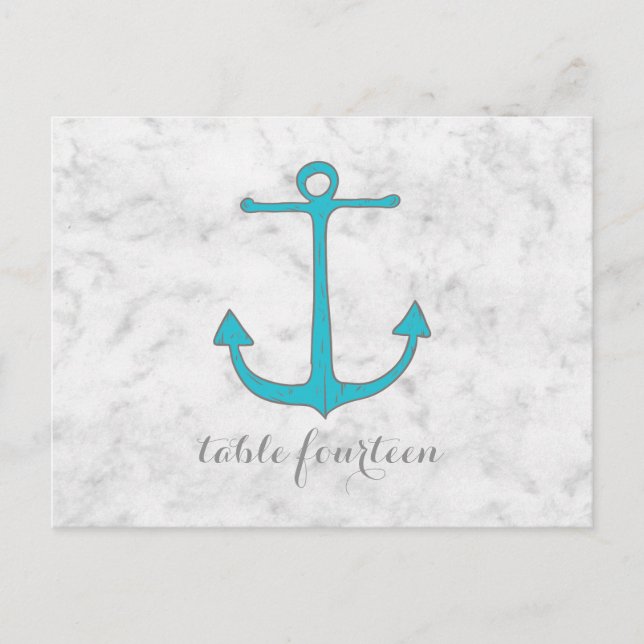 Turquoise Rustic Anchor Table Number Postcard (Front)