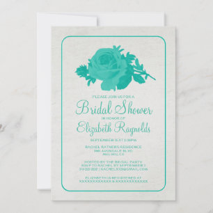 Turquoise Rustic Floral Bridal Shower Invitations
