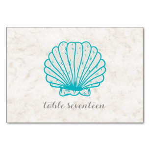 Turquoise Rustic Seashell Wedding Table Table Number