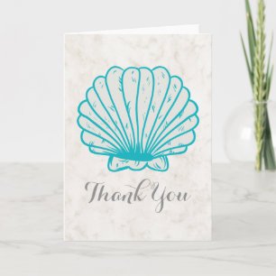 Turquoise Rustic Seashell Wedding Thank You Card