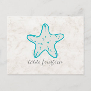 Turquoise Rustic Starfish Table Number Postcard