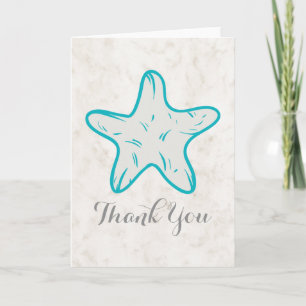 Turquoise Rustic Starfish Wedding Thank You Card