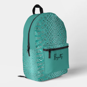 Turquoise Safari Print Printed Backpack