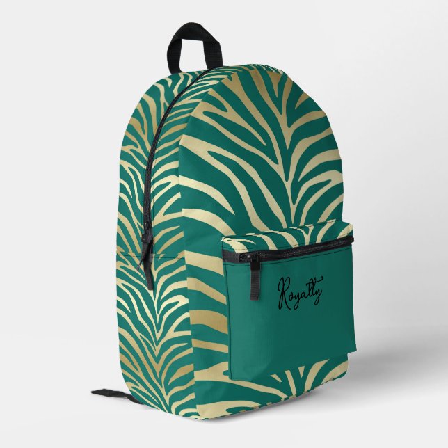 Turquoise Safari Print Printed Backpack (Back Corner Left)