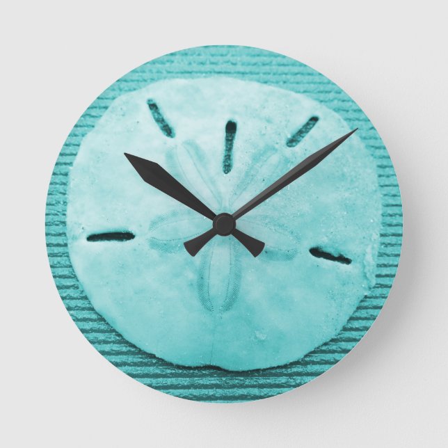 Turquoise Sand Dollar Round Clock (Front)