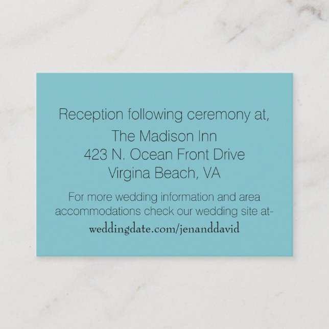 Turquoise Sand Dollar Wedding Enclosure Card (Front)