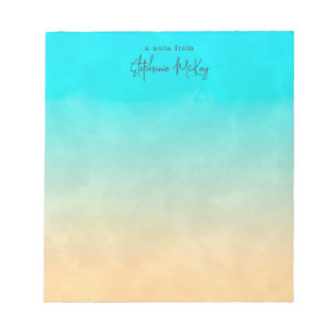 Turquoise sand gradient personalised notepad