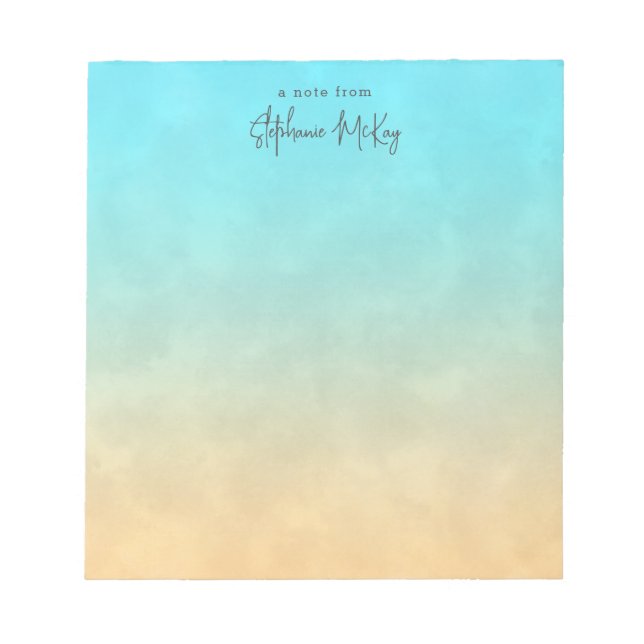 Turquoise sand gradient personalised notepad (Front)