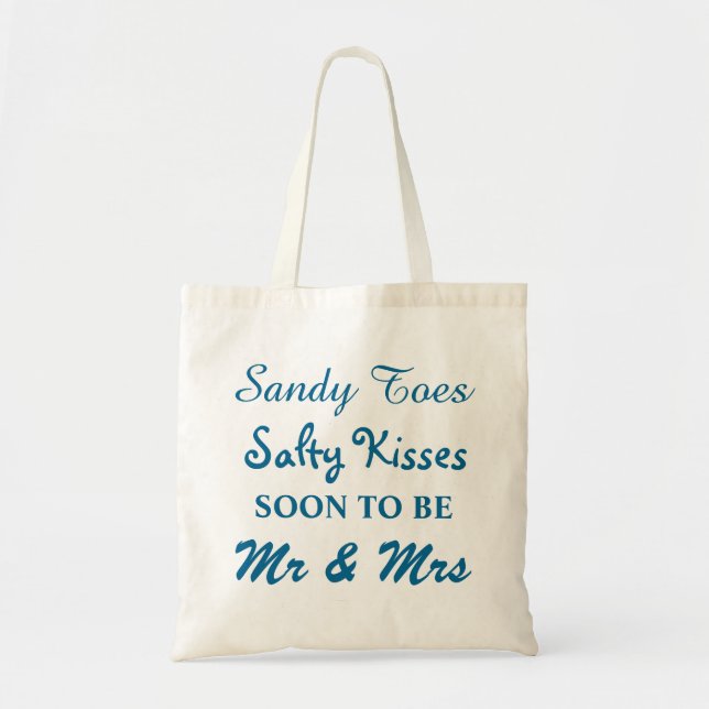 Turquoise Sandy Toes Salty Kisses Budget Tote (Front)