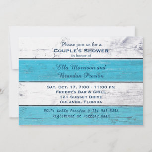 Turquoise Sandy Toes Salty Kisses Couple's Shower Invitation