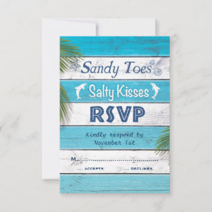 Turquoise Sandy Toes Salty Kisses RSVP