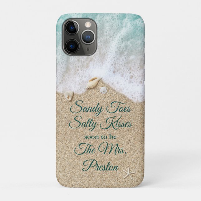 Turquoise Sandy Toes Salty Kisses Wedding Case-Mate iPhone Case (Back)