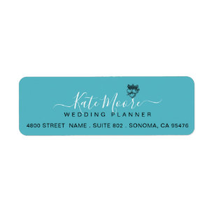 Turquoise Script Wedding Planner Return Address Label