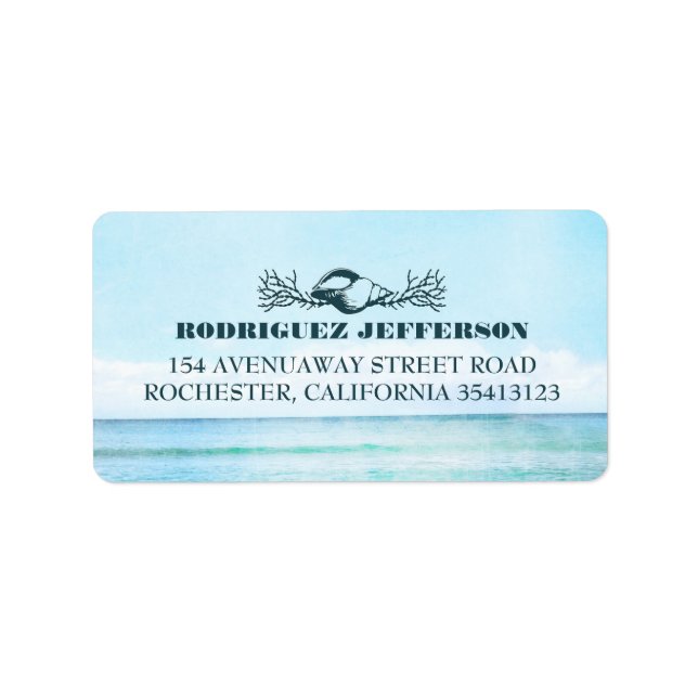 Turquoise Sea Beach Wedding Label (Front)
