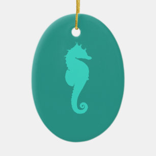 Turquoise Sea Horse Ceramic Ornament