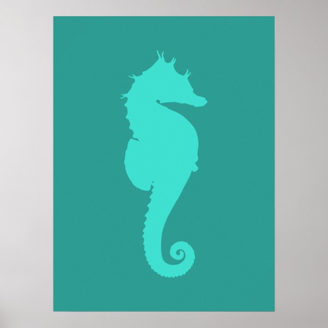 Turquoise Sea Horse Poster (Front)