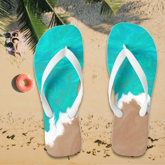 Turquoise Sea "Shores of Paradise" Illustration Thongs (Creator Uploaded)
