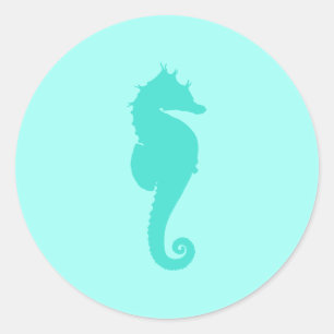Turquoise Seahorse 2 Classic Round Sticker
