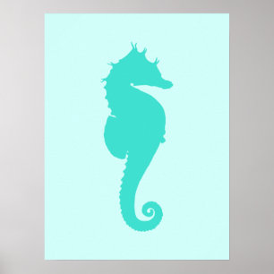 Turquoise Seahorse Poster