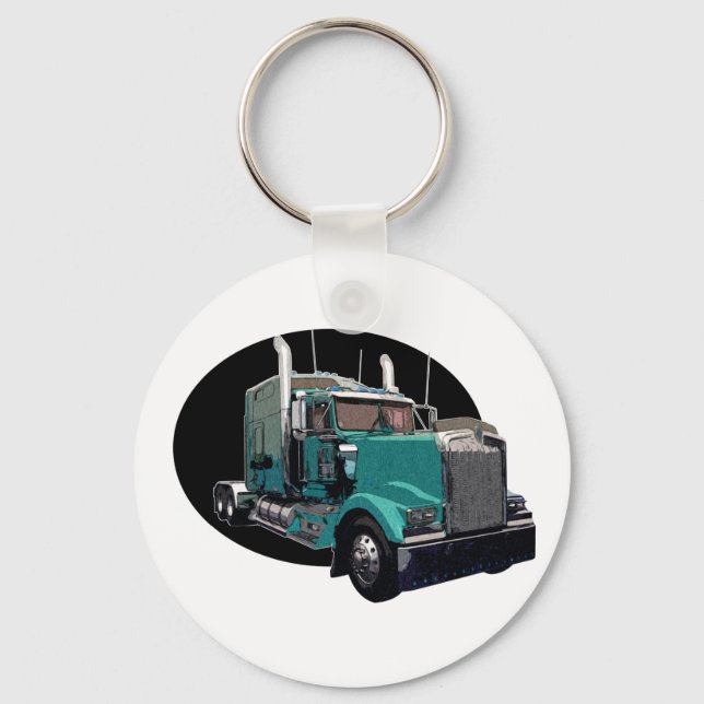 Turquoise Semi Truck Key Ring (Front)