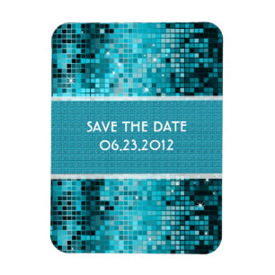 Turquoise Sequins Look Disco Mirrors Bling Magnet