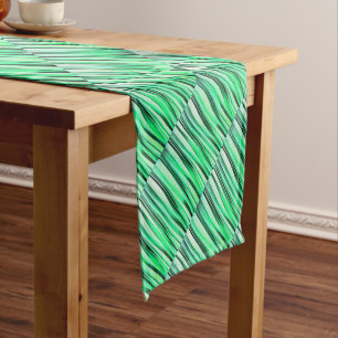 Turquoise Serenity Stripy Pattern Short Table Runner