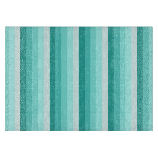 Turquoise shadow stripes cutting board (Front)