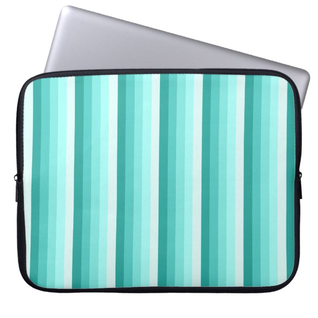Turquoise shadow stripes laptop sleeve (Front)