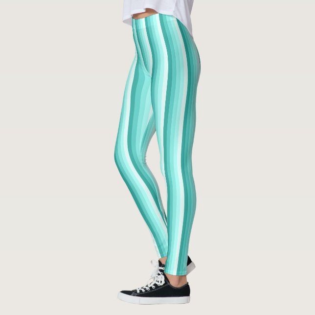Turquoise shadow stripes leggings (Left)