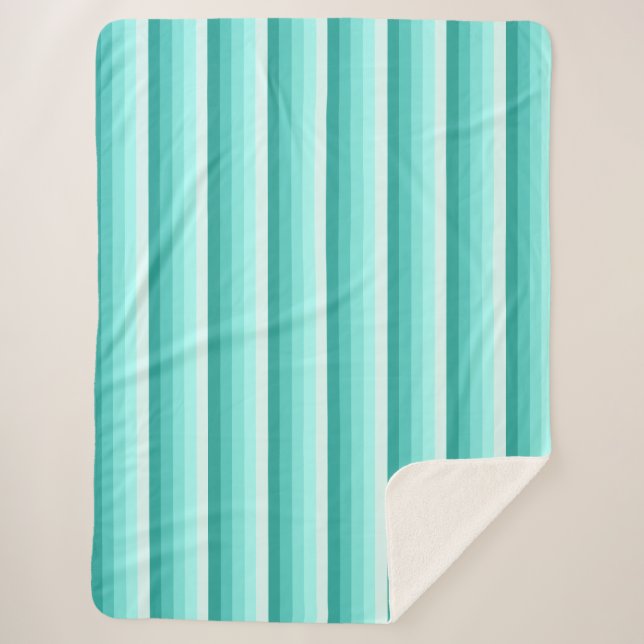 Turquoise shadow stripes sherpa blanket (Front)