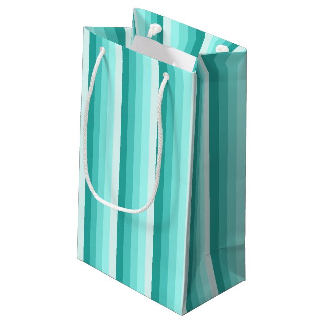 Turquoise shadow stripes small gift bag (Back Angled)