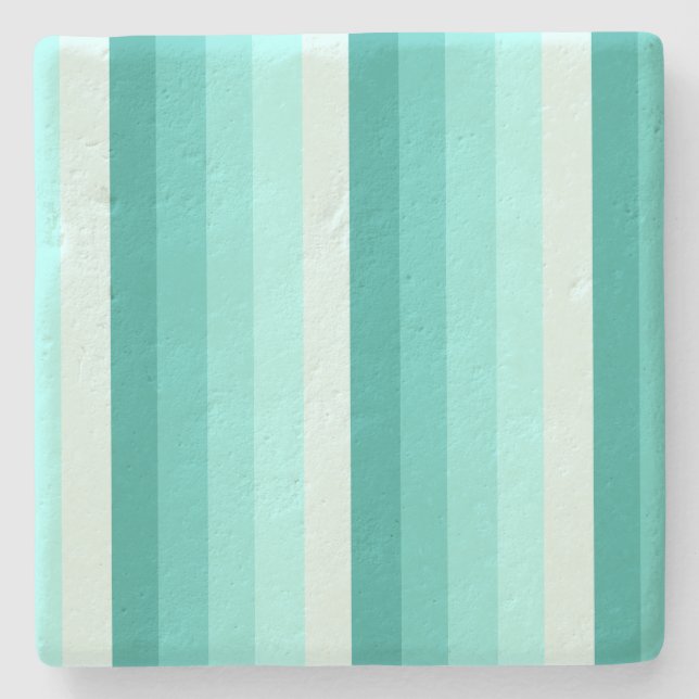 Turquoise shadow stripes stone coaster (Front)