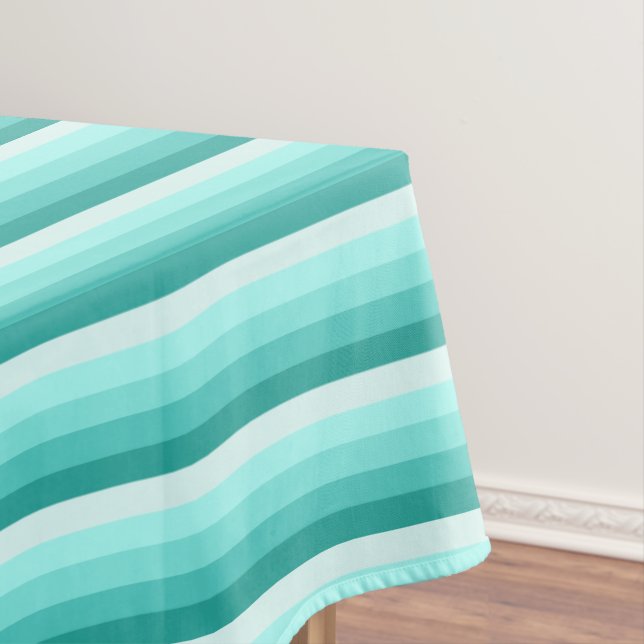 Turquoise shadow stripes tablecloth (In Situ)