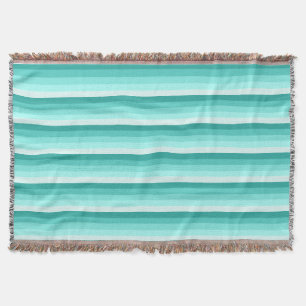 Turquoise shadow stripes throw blanket