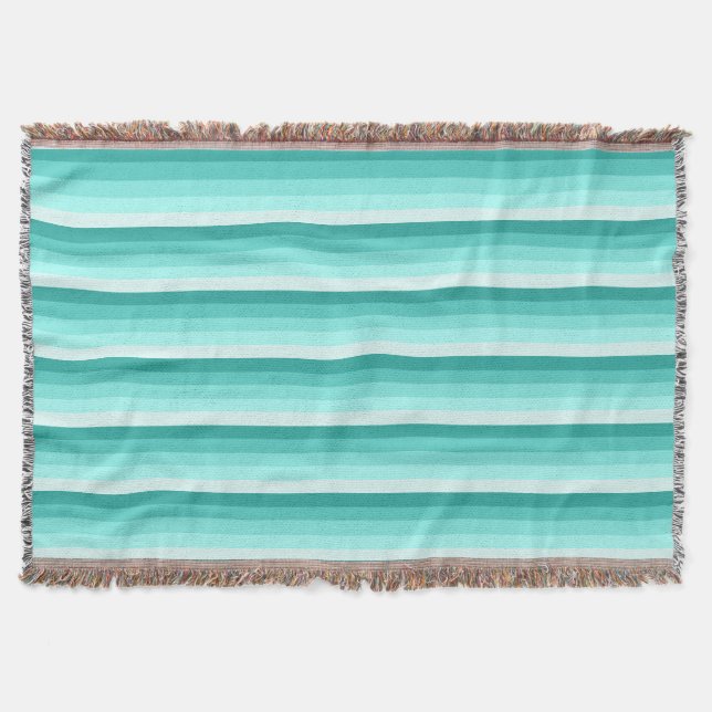 Turquoise shadow stripes throw blanket (Front)