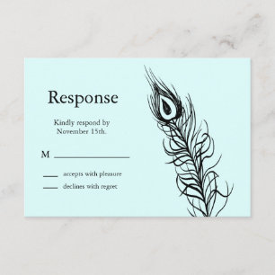 Turquoise Shake your Tail Feathers RSVP Card