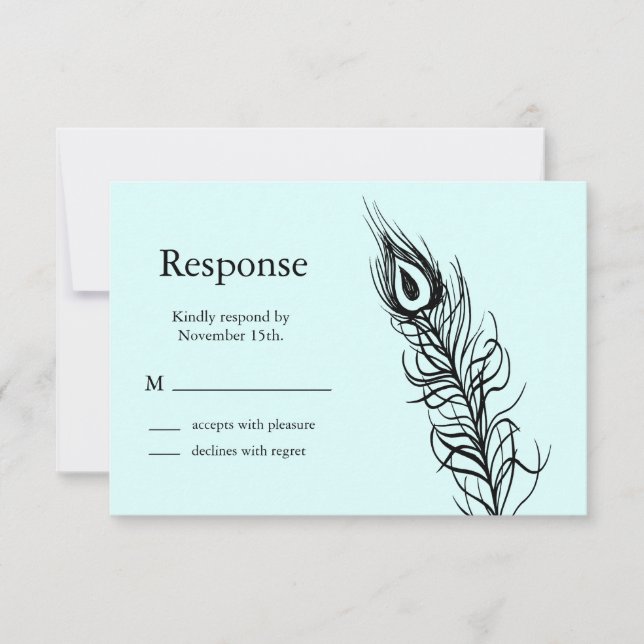 Turquoise Shake your Tail Feathers RSVP Card (Front)
