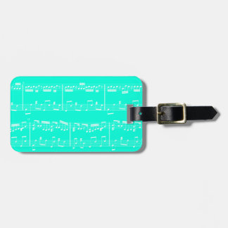 Turquoise Sheet Music Luggage Tag