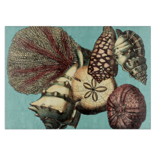 Turquoise Shell and Red Coral Collection Cutting Board