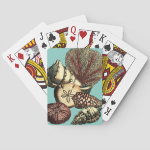 Turquoise Shell and Red Coral Collection Playing Cards