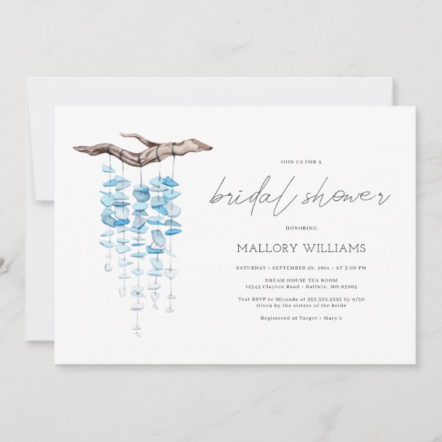 Turquoise Shell Mobile Bridal Shower Invitation (Front)