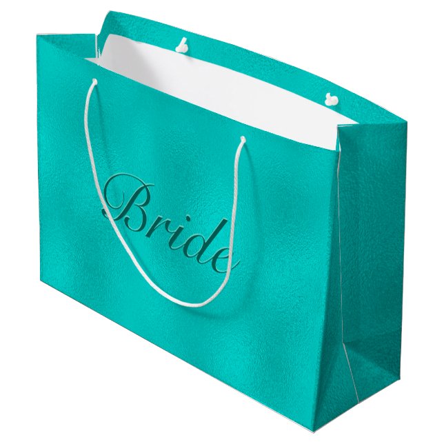 Turquoise shimmering abstract background large gift bag (Back Angled)
