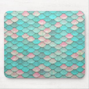 Turquoise Shiny Fish Scales Effect Pattern Mouse Pad