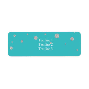 Turquoise & Silver Glitter Card Address Labels