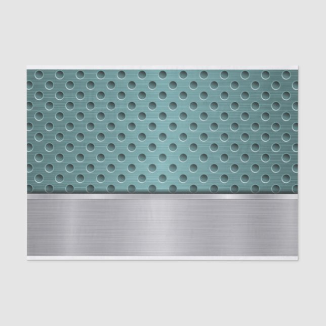 TURQUOISE & SILVER METAL LOOK PATTERN TISSUE PAPER (Front)