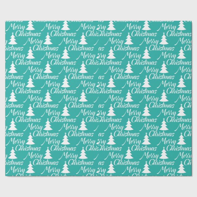 Turquoise Simple Christmas Tree Wrapping Paper (Seam)