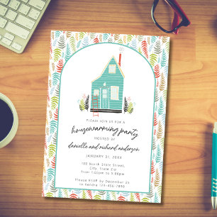 Turquoise Simple Housewarming Party Invitation