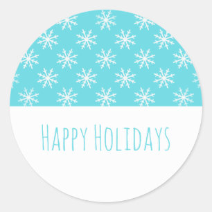 Turquoise Simple Snowflake Holiday Stickers