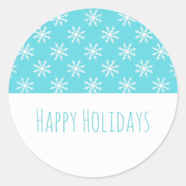 Turquoise Simple Snowflake Holiday Stickers (Front)